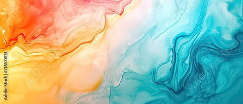 Abstract background with color tone cold and hot (yellow and blue)liquid spiral line, feel is water liquid color texture, background wallpaper ultra wide 21:9