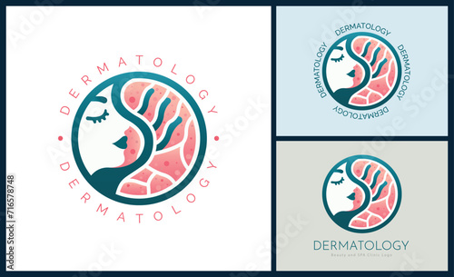 Dermatology skin care clinic and medicine beauty salon and spa logo template design