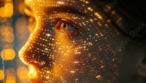 Binary Beauty, Craft a digital human face using binary code elements, AI GENERATIVE