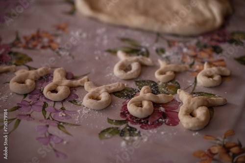 The Christian feast of the 40 Martyrs of Sebastia celebrated on March 9. Homemade dough placed in forms ready to be cooked photo