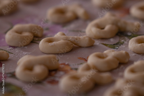 The Christian feast of the 40 Martyrs of Sebastia celebrated on March 9. Homemade dough placed in forms ready to be cooked photo