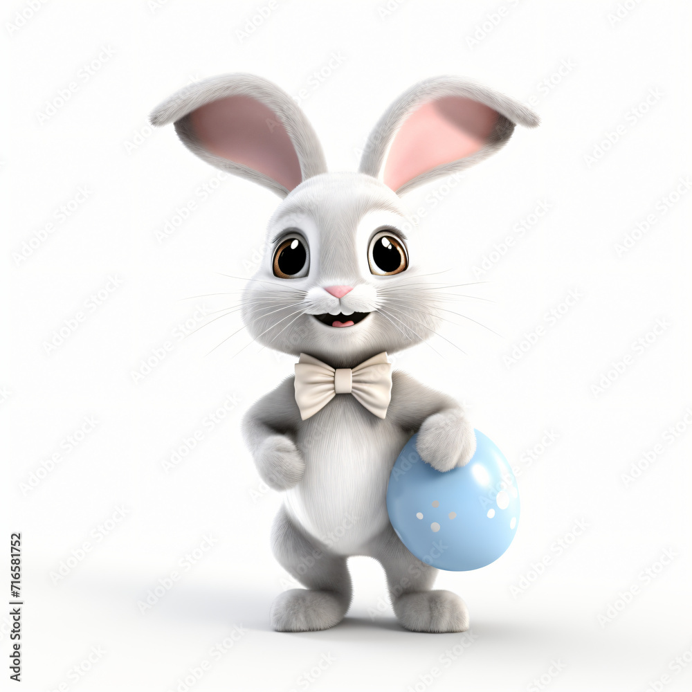 3d rendering of a cute easter bunny isolated on white background