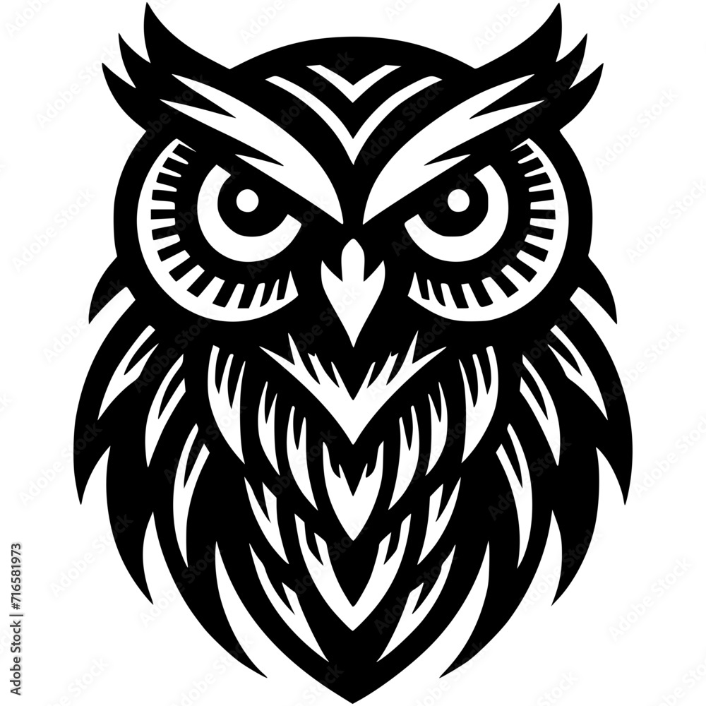 Monochromatic Owl Emblem