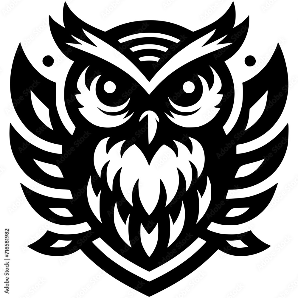 Monochromatic Owl Emblem