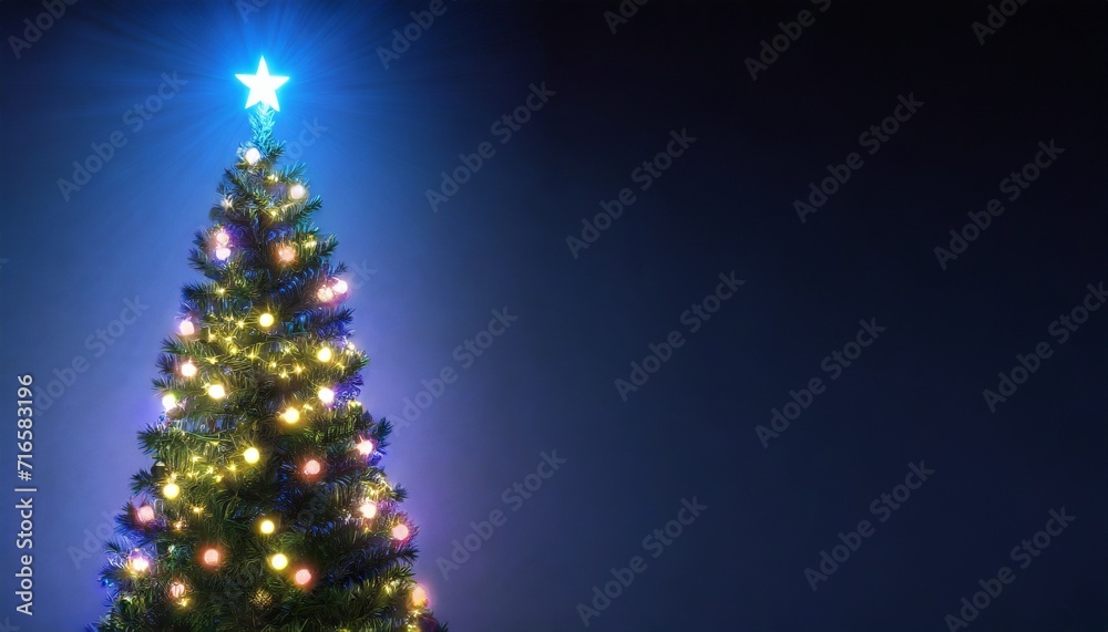 christmas tree with glowing neon lights and copy space christmas tree with glowing neon lights and copy space