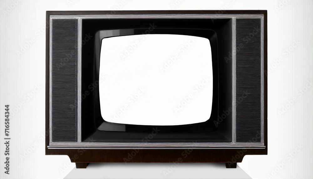 old tv on isolation retro technology concept empty screen for text