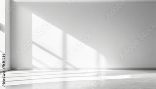 abstract minimal empty black and white 3d room background modern studio showcase with copy space mock up scene with natural window shadows dappled light overlay effect front view copy space