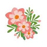 Vibrant floral vector illustration, perfect for spring designs, greeting cards, and wedding invitations