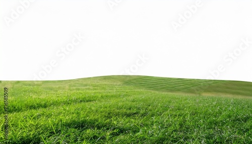 green grass field isolated on white background for montage product display with clipping path