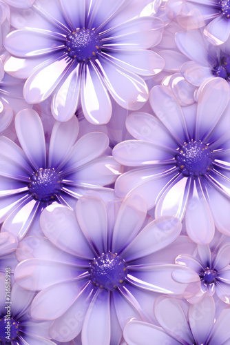 Floral Beauty  A Close-up of Blooming White and Purple Daisy Petals on a Vibrant Background