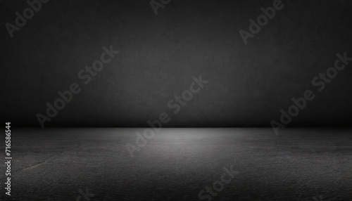 black asphalt road and empty dark street scene background with studio room interior texture for display products wall background photo