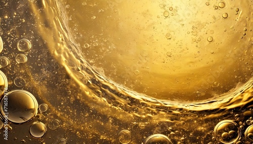 abstract golden background oil in water surface foam of soap with bubbles
