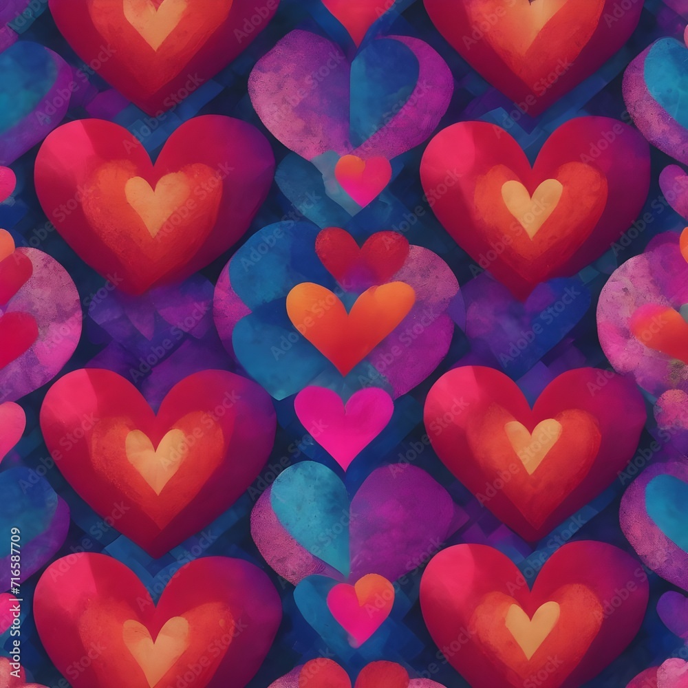 Abstract bright background made of colorful heart shaped texture. Valentine's day concept