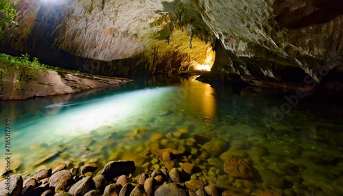 underground river in clearwater cave gunung mulu national park borneo malaysia photo