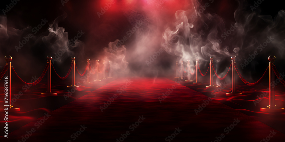 Arafed room with red smoke and spotlights in the dark generative ai
