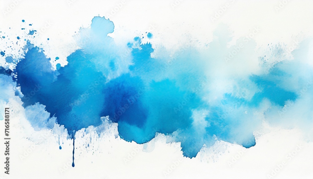 blue watercolor stain on background - obrazy, fototapety, plakaty 