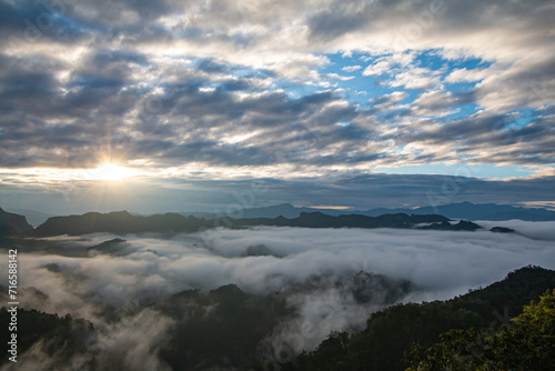 beautiful mountain mist sky scenery