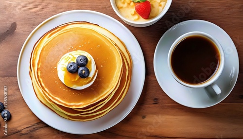 american delight pancakes with coffee  photo