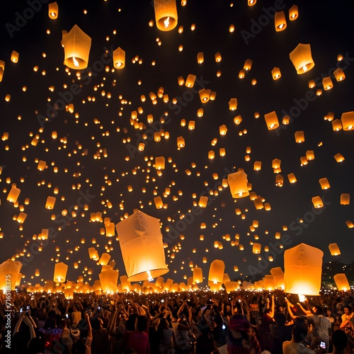 People release sky lanterns to pay homage during festival 