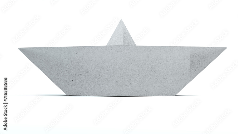 White paper boat. Boat origami. 3D render. White paper boat. Boat origami. 3D render.