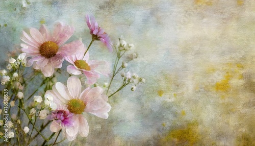 flowers on a textured background with scuffs