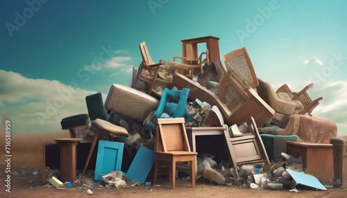 funny broken furnitures trash pile photo