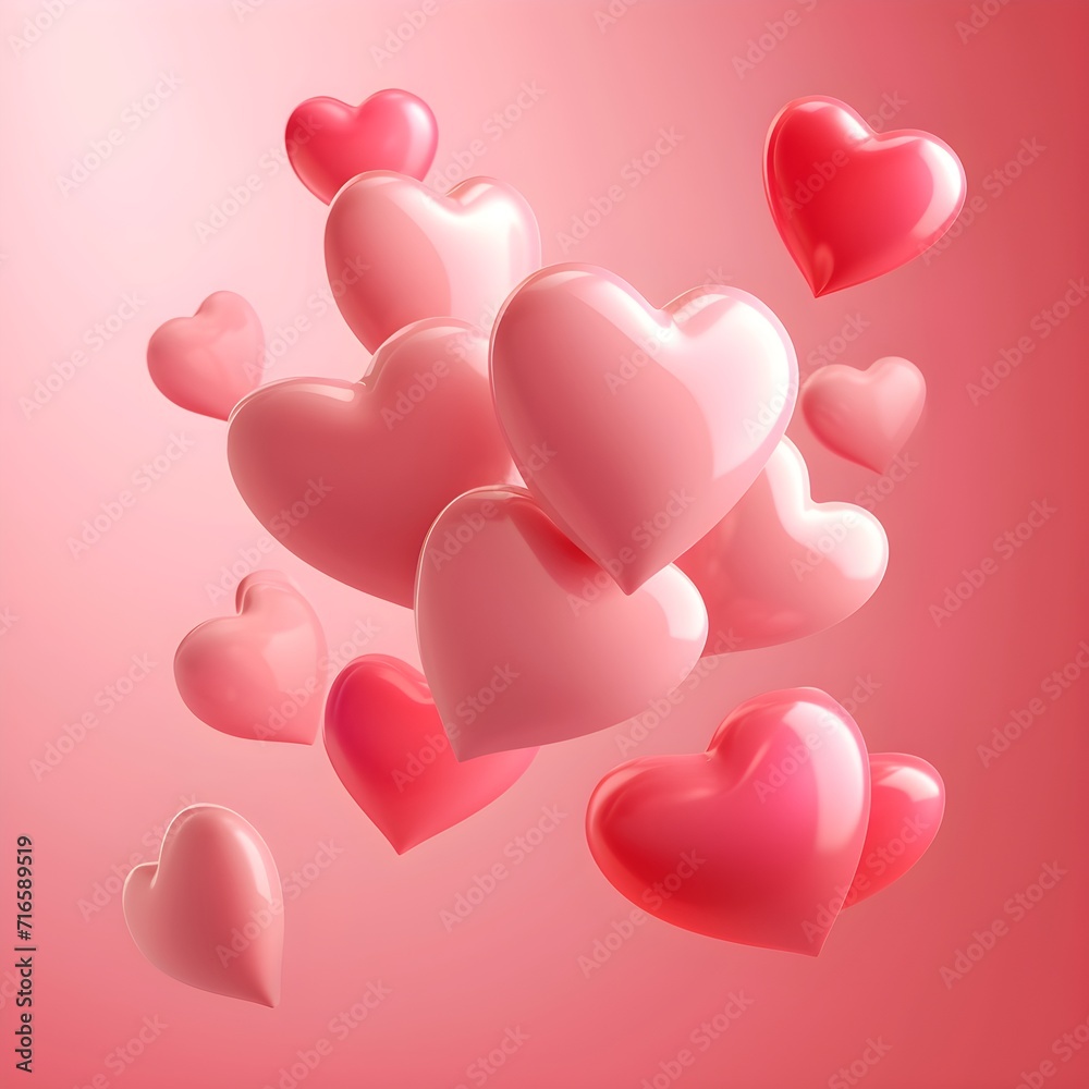 Valentine's day background with flying hearts illustration banner