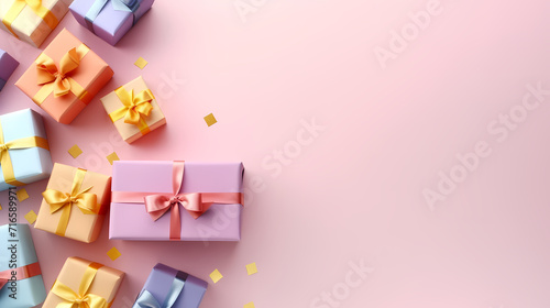 Gift box background with copy space for Christmas gifts, holidays or birthdays © win