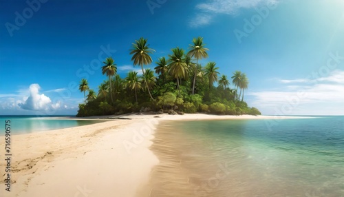 tropical forest island at the end of paradise sand beach