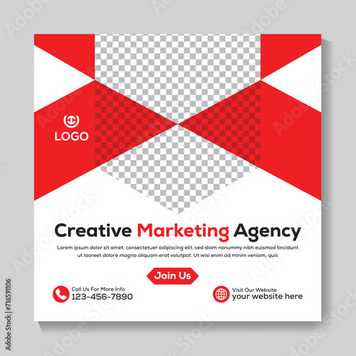 Creative marketing agency social media post design corporate square web banner template