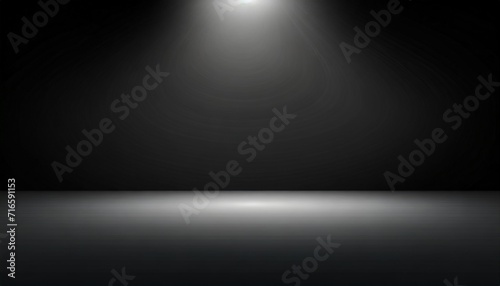 perspective floor backdrop black room studio with gray gradient spotlight backdrop background for display your product or artwork © Paris
