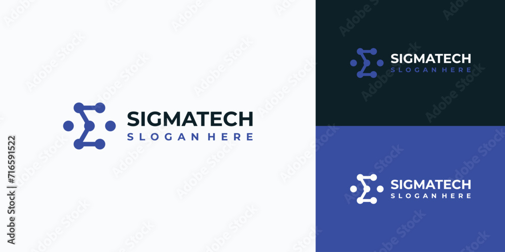 Sigma point connection vector logo design. Sigma point connection vector logo design.