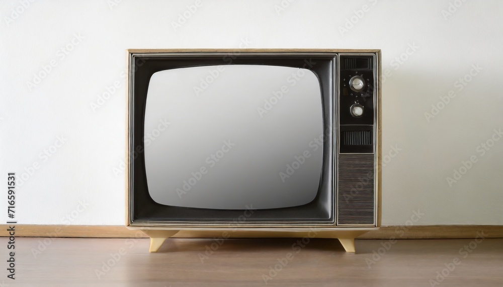 old tv on isolation retro technology concept empty screen for text