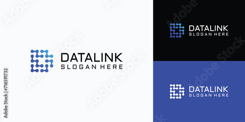 Letter D initial vector logo design with dot connection.