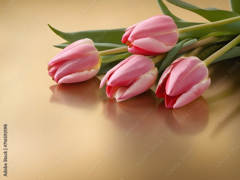 pink tulips in the foreground on a beautiful and elegant golden background. Gift concept for Mother's Day, Valentine's Day, Valentine's Day, birthdays and events pink tulips in the foreground on a beautiful and elegant golden background. Gift concept for Mother's Day, Valentine's Day, Valentine's Day, birthdays and events