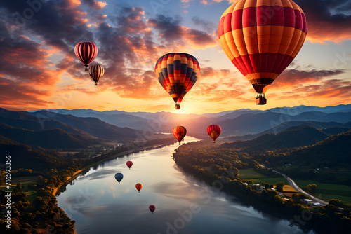 Colorful hot air balloons f...
