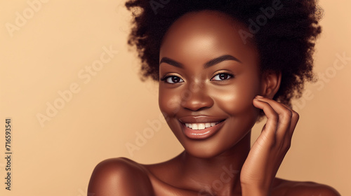 Beauty portrait of African American girl. Cosmetology , skin care and spa .