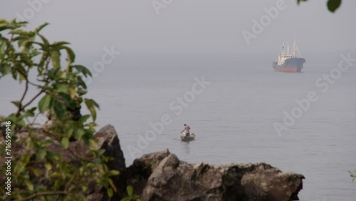 Ship at sea off the coast of Africa, Cameroon photo