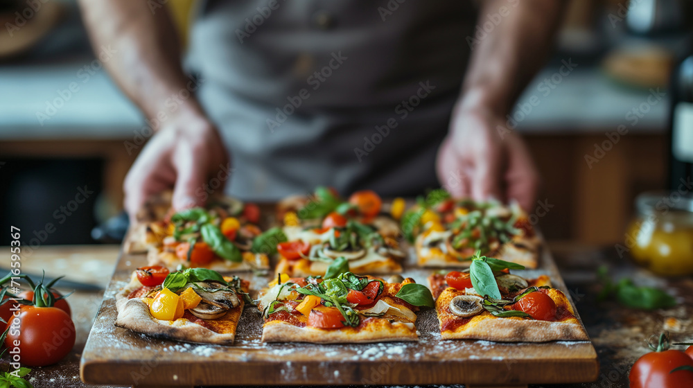 Chef is holding a cheese pizza. Cheese pizza on a baking grid. Chef is holding a cheese pizza. Cheese pizza on a baking grid.