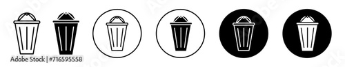 waste bin icon sign set in outline style graphics design