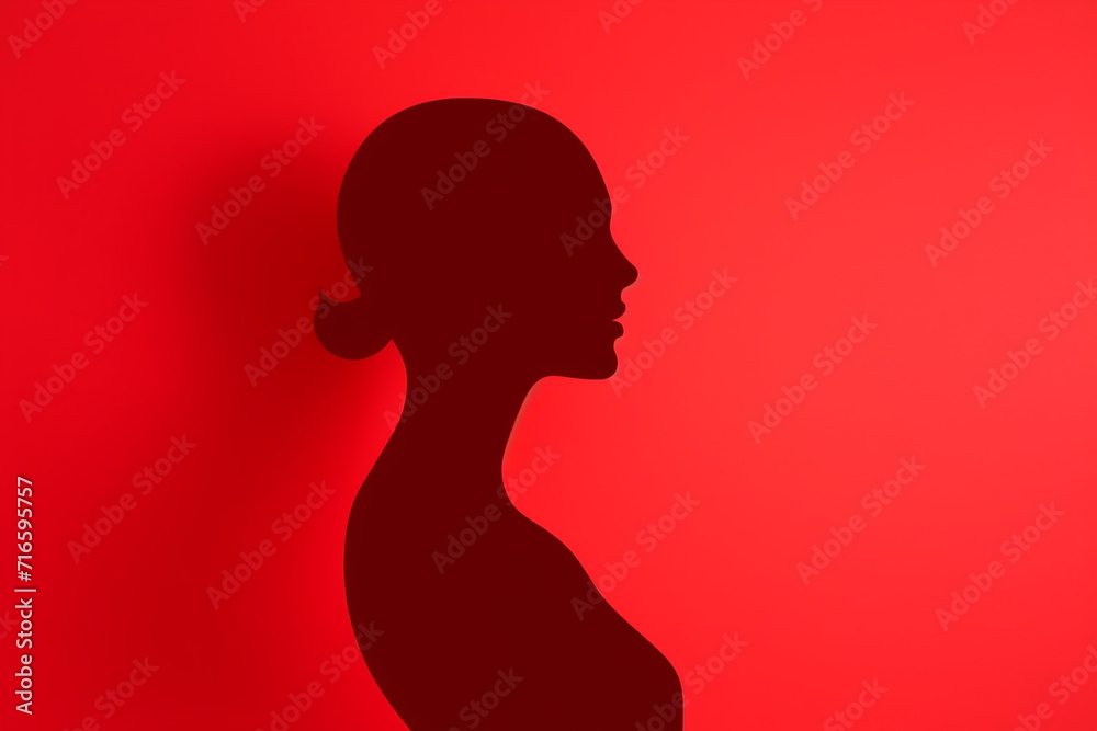 Beauty, fashion, style, make-up and hairstyle concept. Paper cut of woman silhouette portrait on plain background with copy space. Simple logo design Beauty, fashion, style, make-up and hairstyle concept. Paper cut of woman silhouette portrait on plain background with copy space. Simple logo design