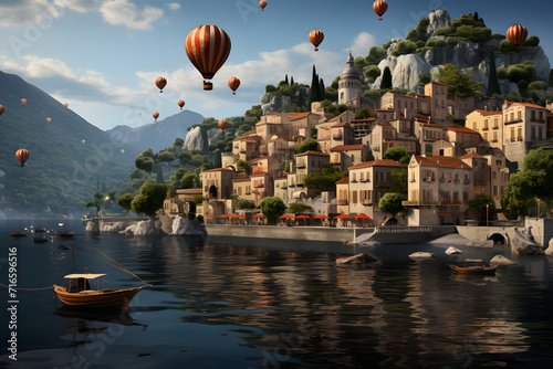 Colorful hot air balloons f...