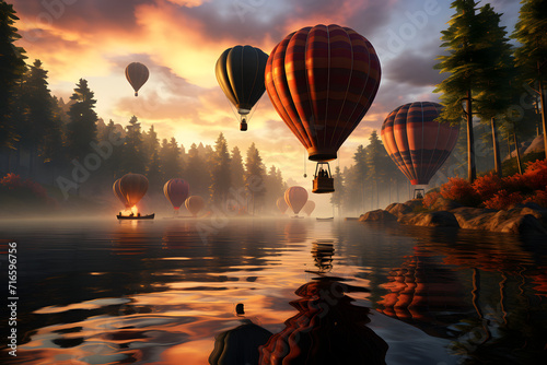 Colorful hot air balloons f...