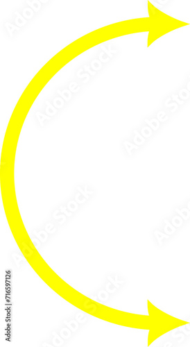 Semicircular curved thin long double ended arrow.. Replaceable vector design.	 photo