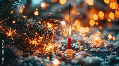 new year 2024 wallpaper with fireworks and candle