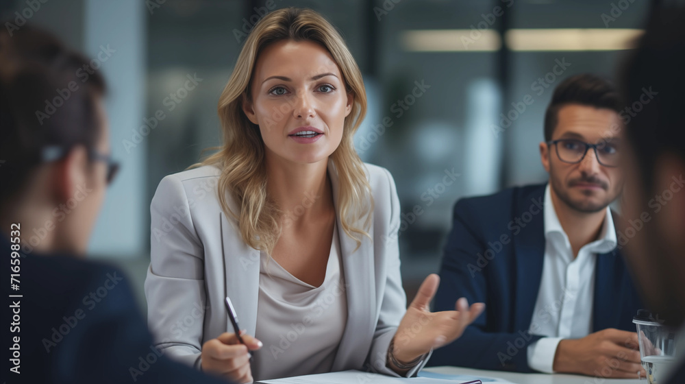 Woman as a leader during the business meeting Woman as a leader during the business meeting
