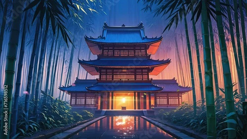 chinese temple at night photo