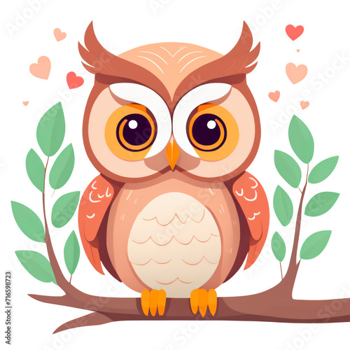 cute cartoon owl kids book nursery room decoration cartoon on transparent background illustration