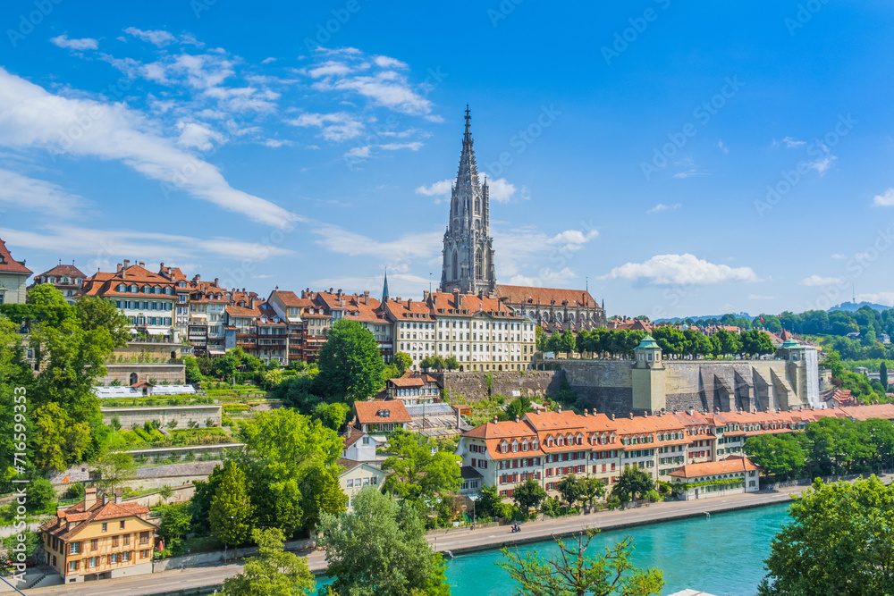 Aare river and cityscape of the old town of Bern, Switzerland