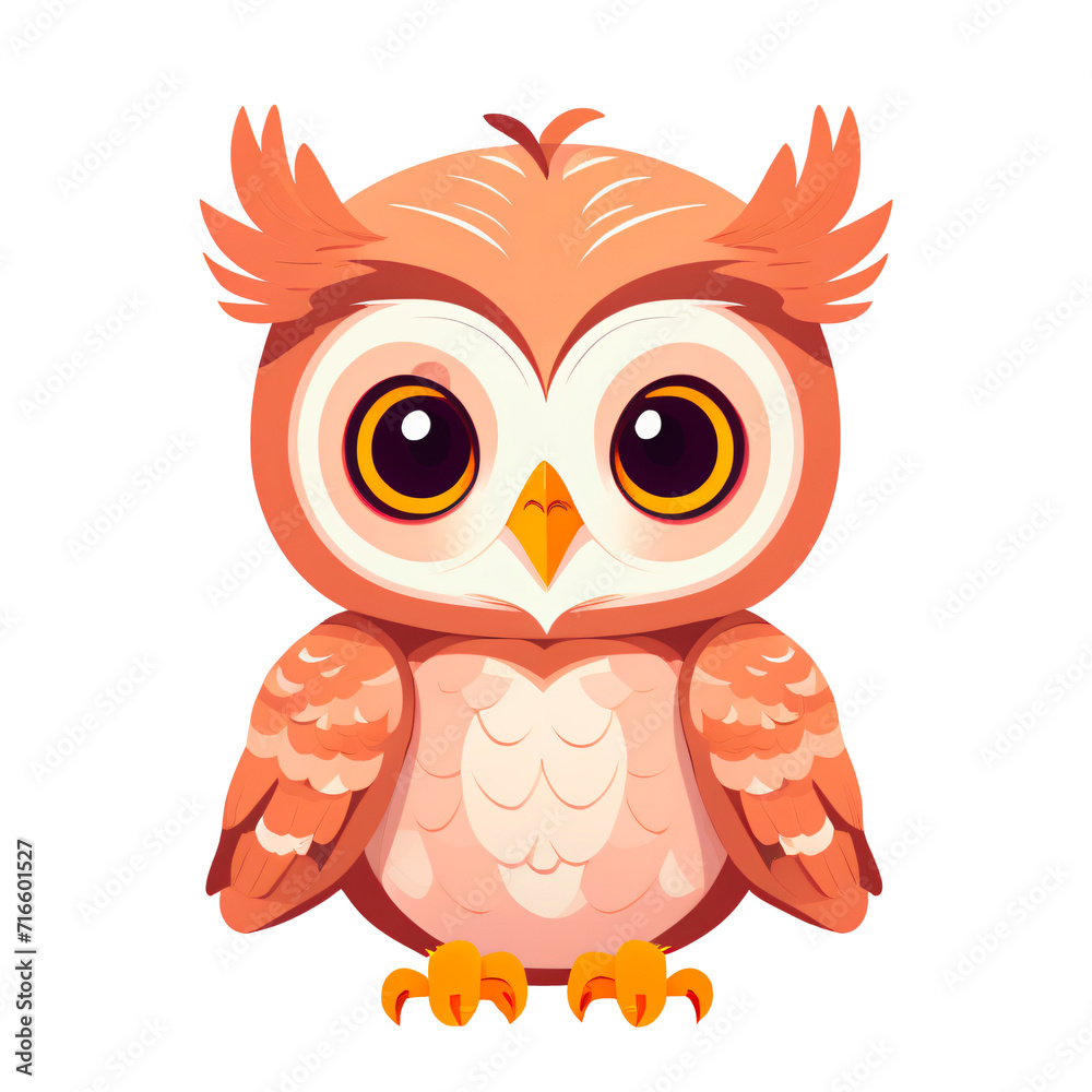 Fototapeta premium cute cartoon owl kids book nursery room decoration cartoon on transparent background illustration